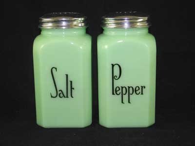 JADE JADITE JADEITE SQUARE SALT PEPPER SHAKERS