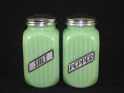 JADE JADITE JADEITE SQUARE SALT PEPPER SHAKERS
