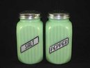 JADE JADITE JADEITE SQUARE SALT PEPPER SHAKERS