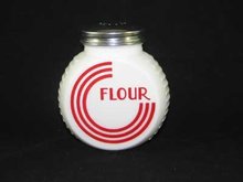 WHITE MILK GLASS ART DECO RANGE FLOUR SHAKER