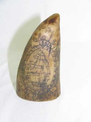 SMALL RESIN SCRIMSHAW TOOTH NANTUCKET