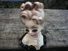 PORCELAIN HAND PAINTED LADY HEAD VASE T