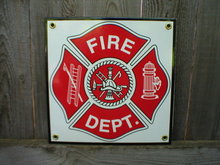 FIRE DEPT PORCELAIN COAT SIGN HOME OFFICE WALL DECOR