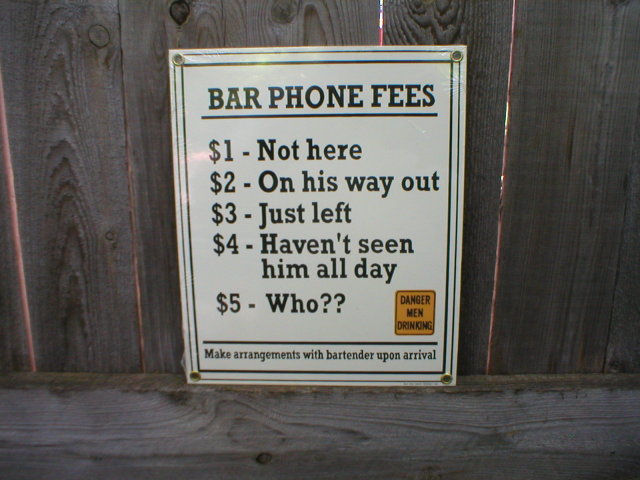 BAR PHONE FEES PORCELAIN COAT SIGN HOME OFFICE WALL DECOR