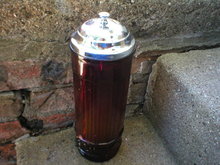 AMBER GLASS STRAW HOLDER DINER DECOR