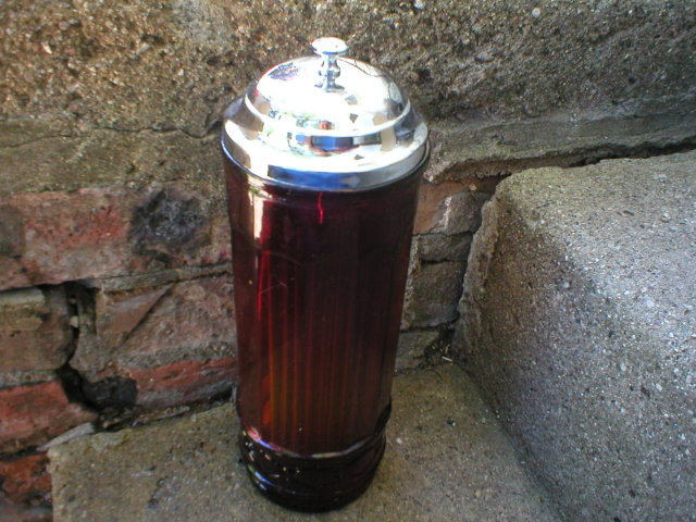 AMBER GLASS STRAW HOLDER DINER DECOR