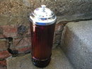AMBER GLASS STRAW HOLDER DINER DECOR