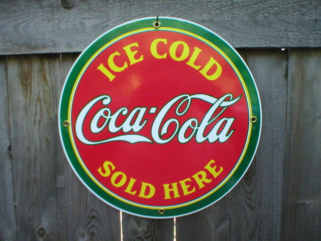ICE COLD COCA-COLA PORCELAIN COAT SIGN METAL ADV SIGNS M