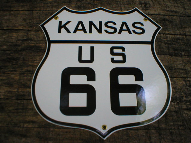 KANSAS US 66 PORCELAIN-COATED SHIELD SIGN K