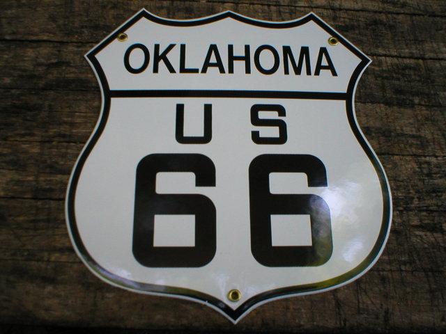 OKLAHOMA US 66 PORCELAIN-COATED SHIELD SIGN O