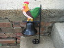 CAST IRON WALL MOUNTED COLORFUL ROOSTER BELL R
