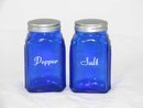 ONE SET COBALT ARCH SALT & PEPPER SHAKERS A
