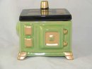 PORCELAIN GREEN STOVE GREASE JAR w/LID G