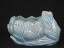 PORCELAIN LITE BLUE FROG ON LILY PLANTER B
