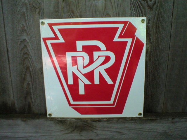 PRR PORCELAIN-COATED RAILROAD SIGN P
