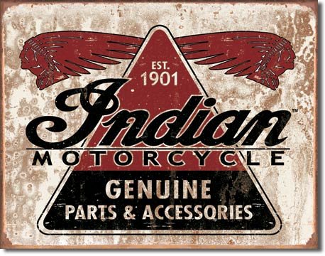 INDIAN MOTORCYCLE PARTS 1901 TIN SIGN
