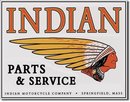 INDIAN PARTS & SERVICE TIN SIGN METAL MOTORCYCLE SIGNS