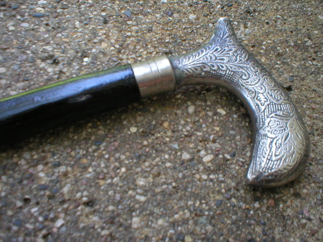 NICKLE FINISH HANDLE CANE WALKING STICK N