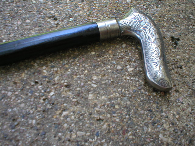 NICKLE FINISH HANDLE CANE WALKING STICK N