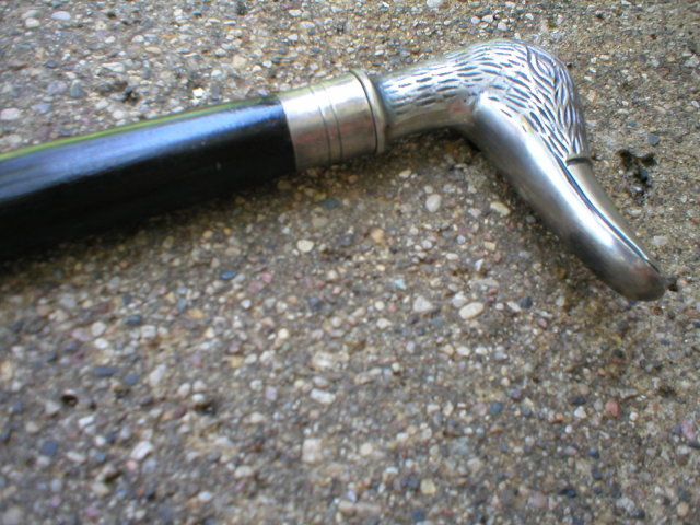 NICKLE FINISH DUCK HANDLE CANE WALKING STICK N