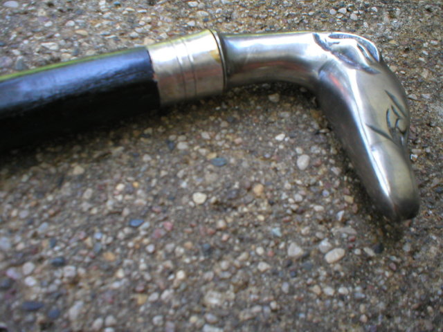 NICKLE FINISH DOG HANDLE CANE WALKING STICK F