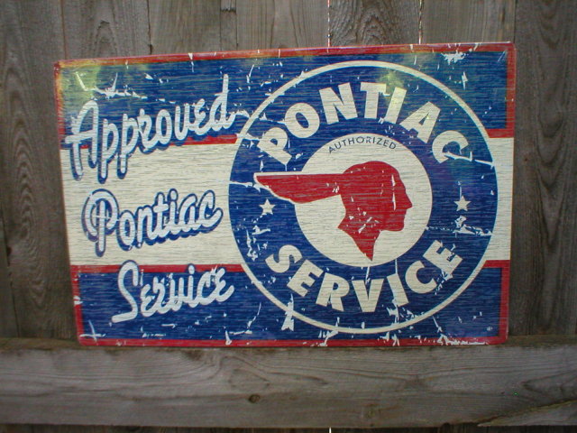 PONTIAC APPROVED SERVICE TIN SIGN METAL ADV SIGNS P