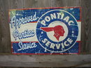 PONTIAC APPROVED SERVICE TIN SIGN METAL ADV SIGNS P