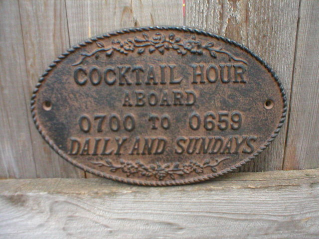 CAST IRON COCKTAIL HOUR ABOARD SIGN METAL SIGNS W