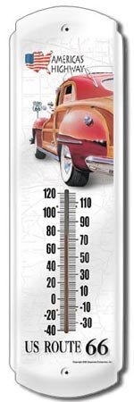 US ROUTE 66 THERMOMETER SIGN METAL ADV SIGNS H