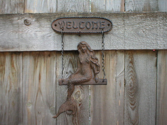 CAST IRON MERMAID WELCOME SIGN METAL SIGN DECOR M