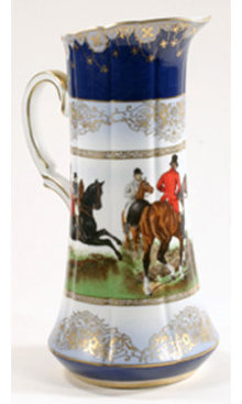 PORCELAIN ENGLISH FOX & HOUND PITCHER HOME OFFICE DECOR F