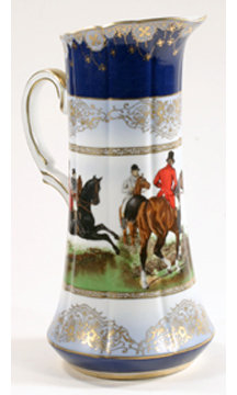 PORCELAIN ENGLISH FOX & HOUND PITCHER HOME OFFICE DECOR F