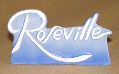 PORCELAIN BLUE ROSEVILLE STORE COLLECTOR DEALER SIGN LOGO