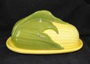 CORN KING TWO PIECE BUTTER DISH MARKED SHAWNEE