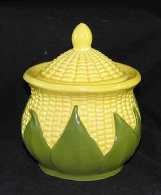 PORCELAIN CORN KING SUGAR DISH MARKED SHAWNEE