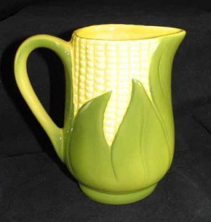 PORCELAIN CORN KING CREAM PITCHER MARKED SHAWNEE