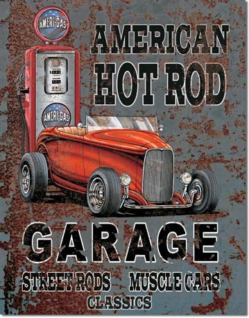 LEGENDS AMERICAN HOT ROD GARAGE TIN ADV RETRO SIGN