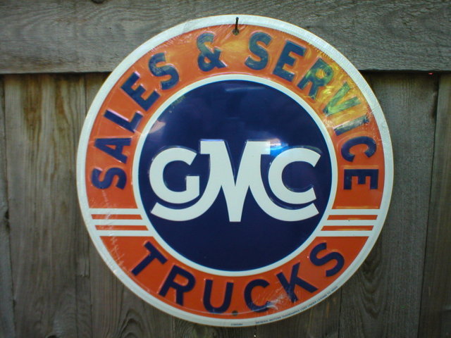 GMC TRUCKS SALES & SERVICE ROUND SIGN