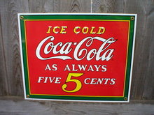 ICE COLD COCA-COLA PORCELAIN-COATED SIGN C