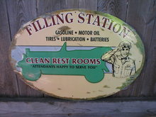 FILLING STATION CLEAN REST ROOMS TIN SIGN