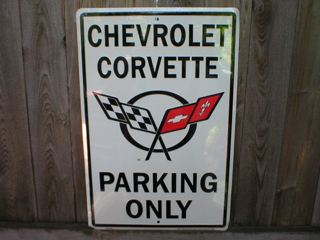 CHEVROLET CORVETTE PARKING ONLY TIN SIGN METAL SIGNS C