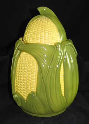 CORN KING COOKIE JAR PORCELAIN MARKED SHAWNEE