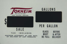TOKHEIM VINYL FACE PLATE DECAL GAS PUMP ADV AD DECOR T