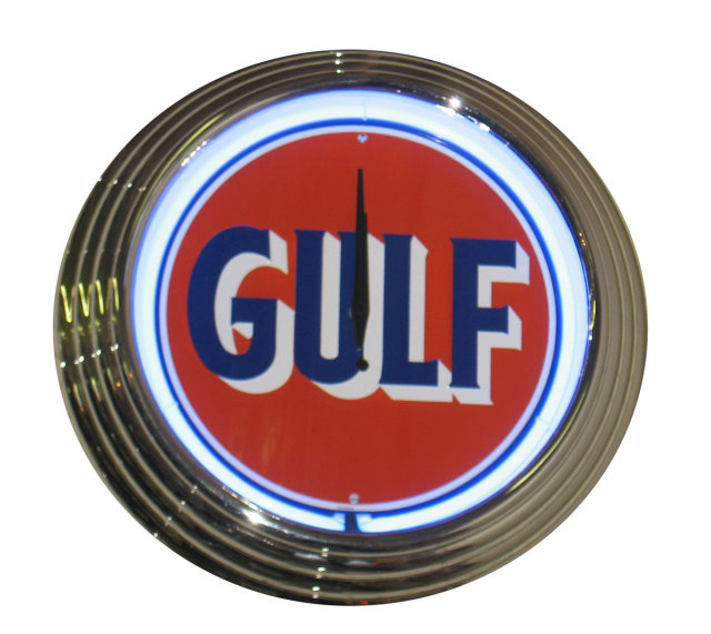 GULF GASOLINE NEON CLOCK