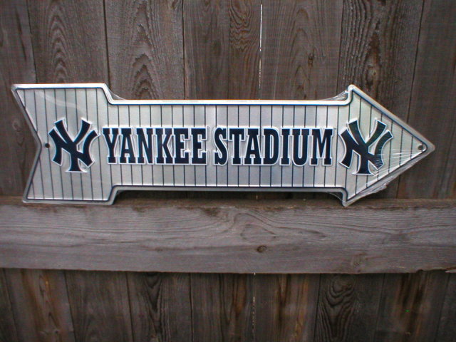 YANKEE STADIUM ARROW SIGN RETRO METAL ADV SIGNS F