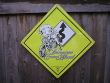 BETTY BOOP DANGEROUS CURVES AHEAD SIGN MOTORCYCLE SIGNS