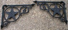 ONE SET CAST IRON STAR SHELF BRACKETS OFFICE DECOR S