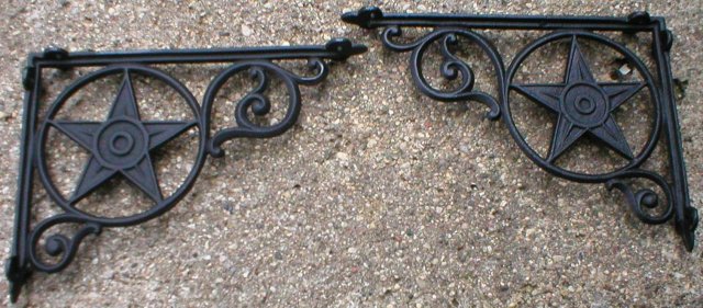 ONE SET CAST IRON STAR SHELF BRACKETS OFFICE DECOR S