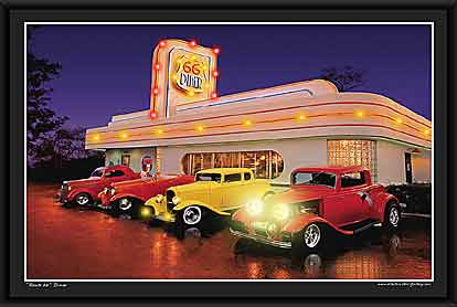 ROUTE 66 DINER LED LIGHT PICTURE SIGN POSTER AD PIC L