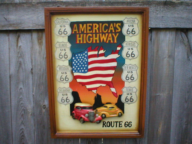 AMERICA'S HIGHWAY ROUTE 66 WOOD SIGN